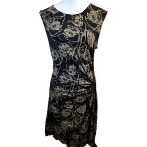 Leifsdottir Anthropologie Womens Large Bodycon Dress  Black Olive Floral Stretch